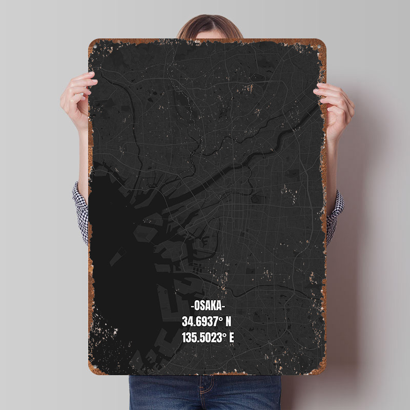 Custom Map Poster - Osaka City Map Tinplate Poster Custom