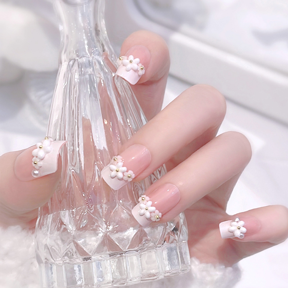 24pcs Medium Long Acrylic Fake - Pressed Flower Art のレビューと価格