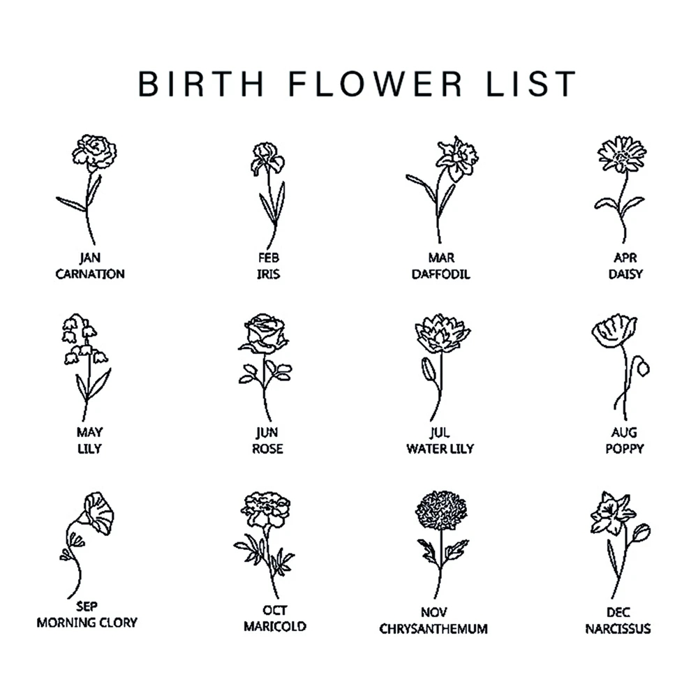 Custom Birth Month Flower Neck - Birth Flower Necklace のレビューと価格