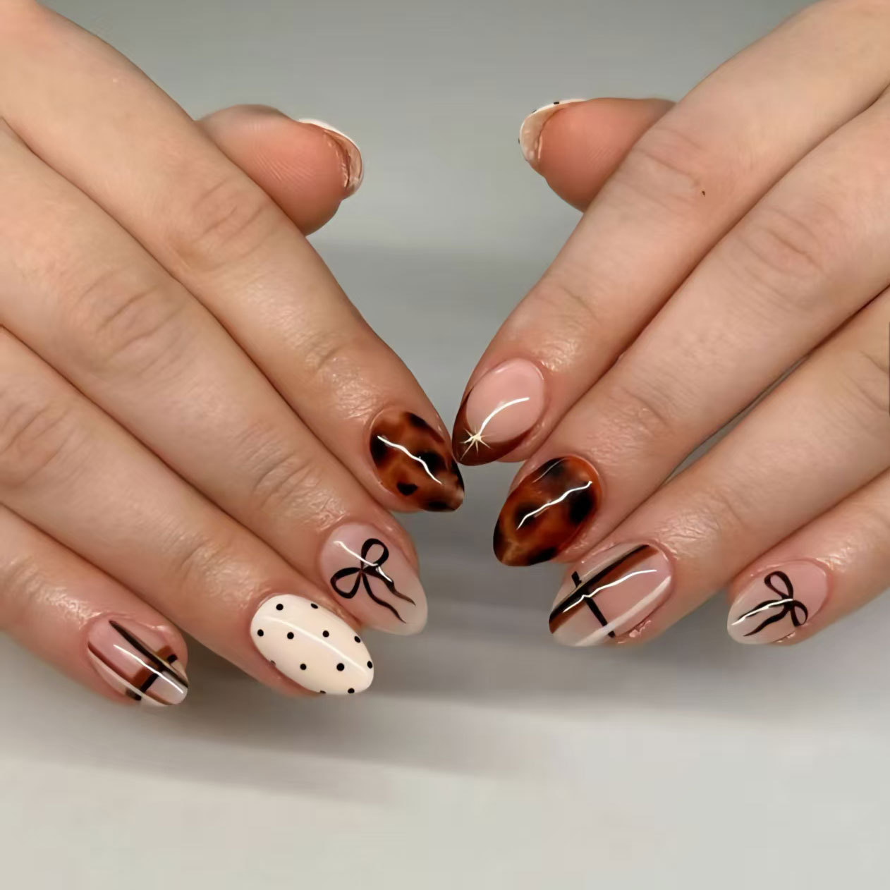 24pcs Flower False Nails Brown - Pressed Flower Art のレビューと価格