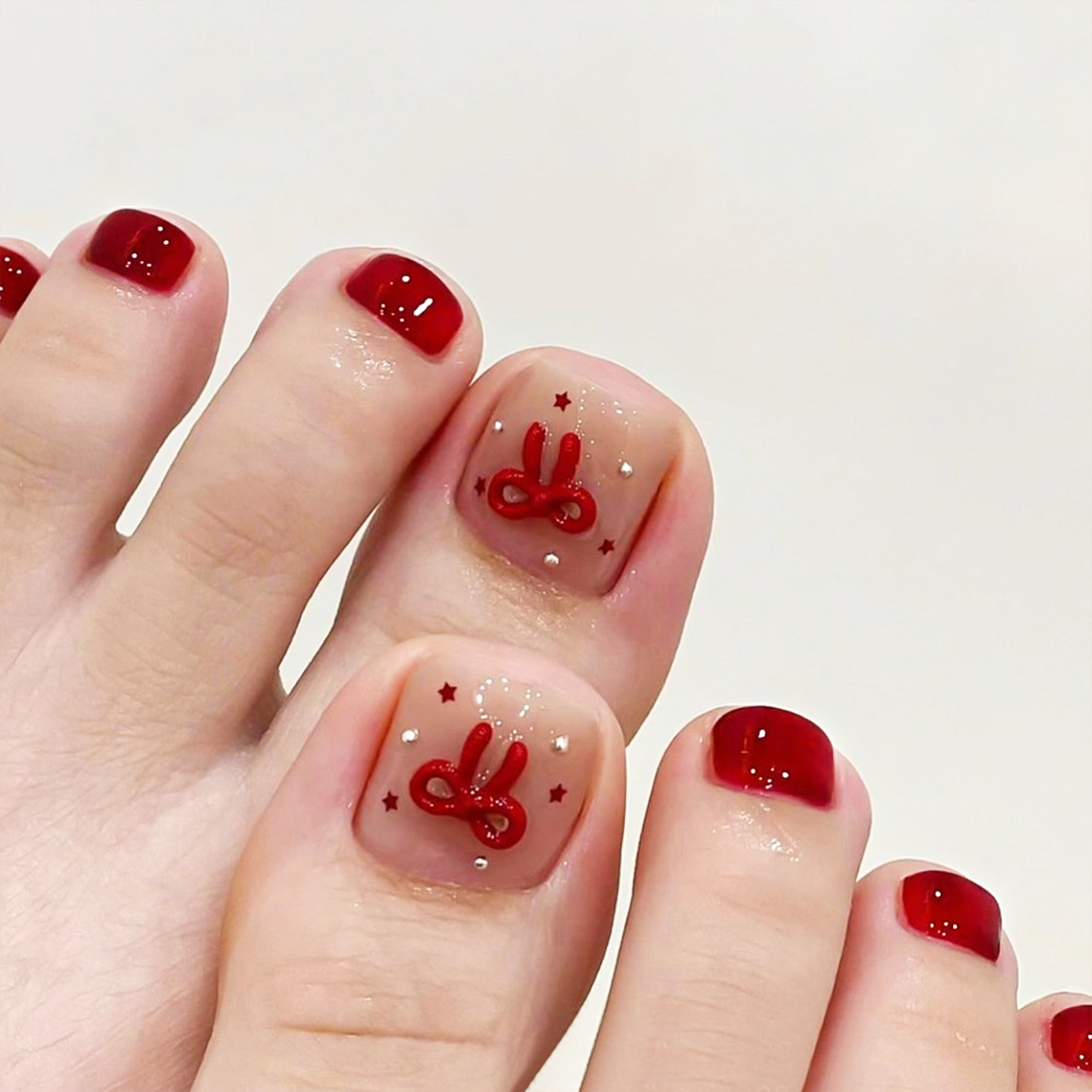 Nude Pink Color Fake Toenails  - Pressed Flower Art のレビューと価格