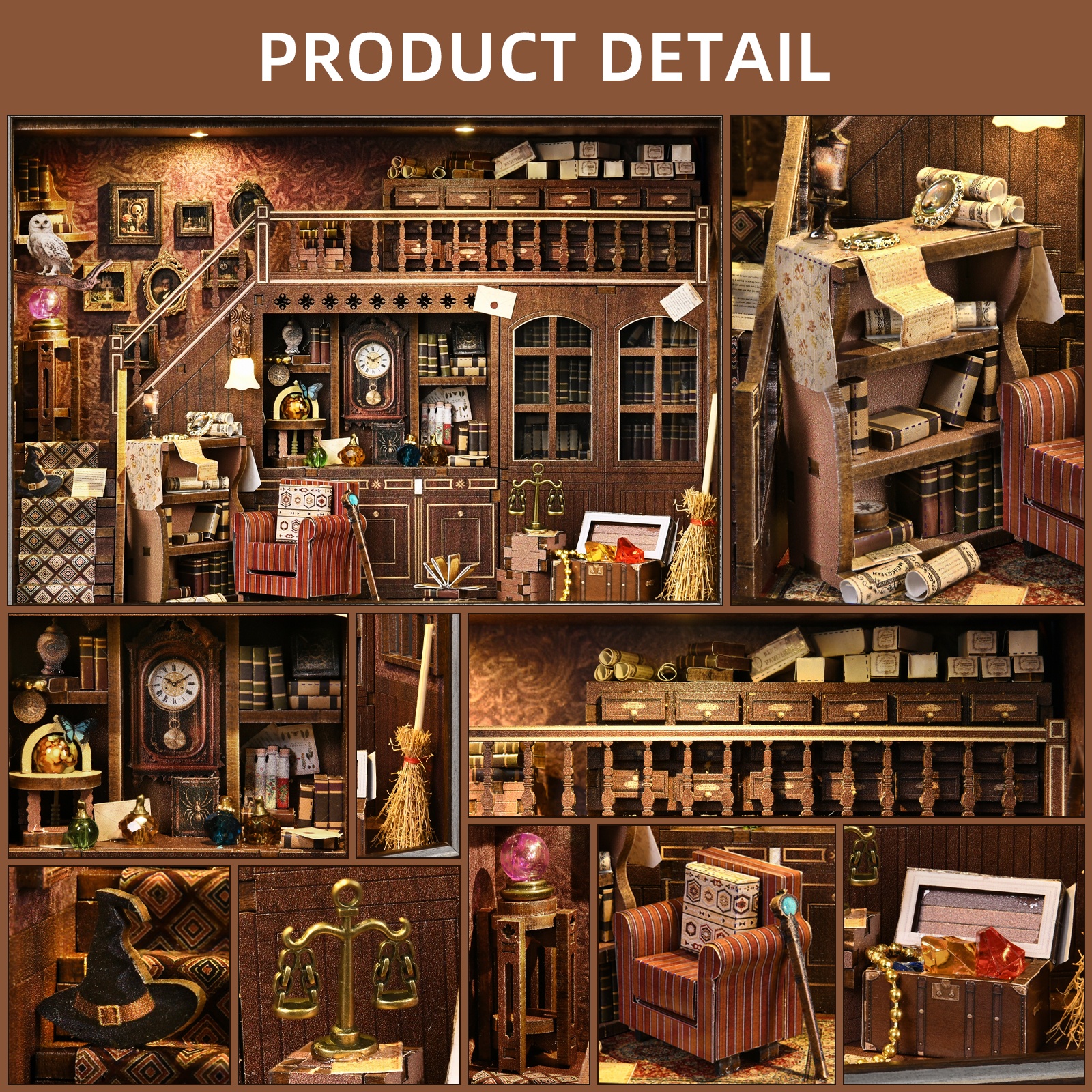 Book Nook Kit Secret Attic DIY - Engraved Wood Frame のレビューと価格