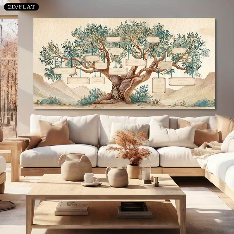 2D Flat, 2D Flat, Large Canvas - Family Tree Print のレビューと価格