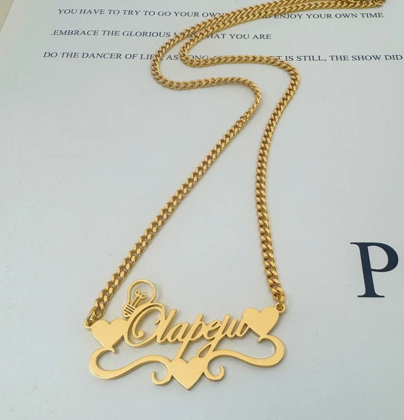 Handcrafted Gold Color Name Ne - Name Necklace Custom のレビューと価格