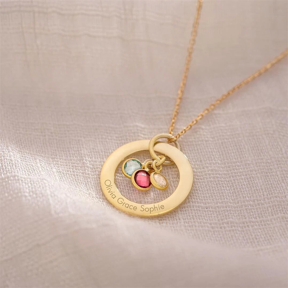 Custom Birthstone Eternal Ring - Birth Flower Necklace のレビューと価格