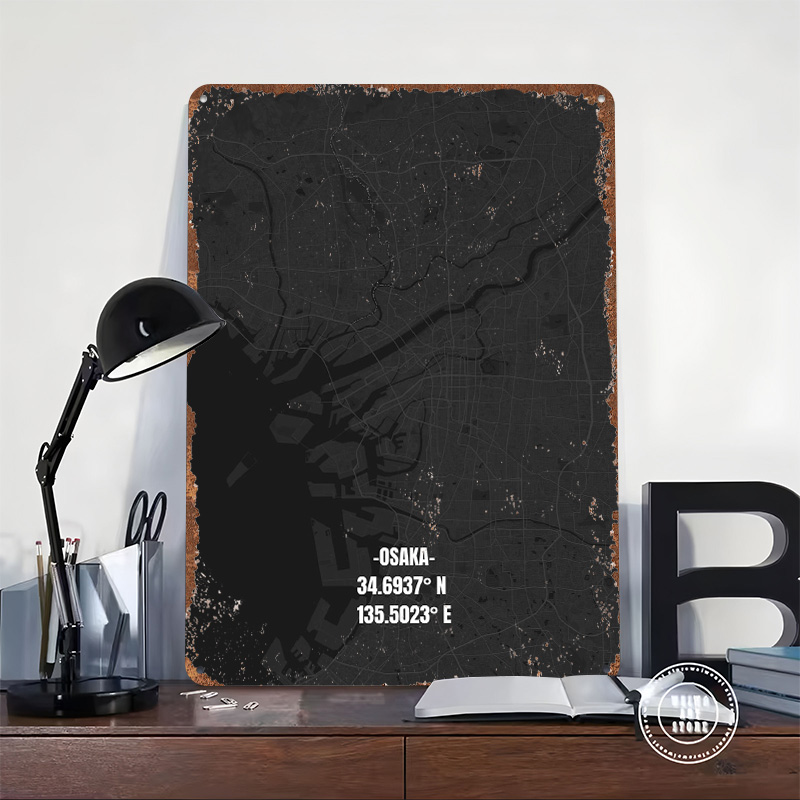 Osaka City Map Tinplate Poster - Custom Map Poster のレビューと価格
