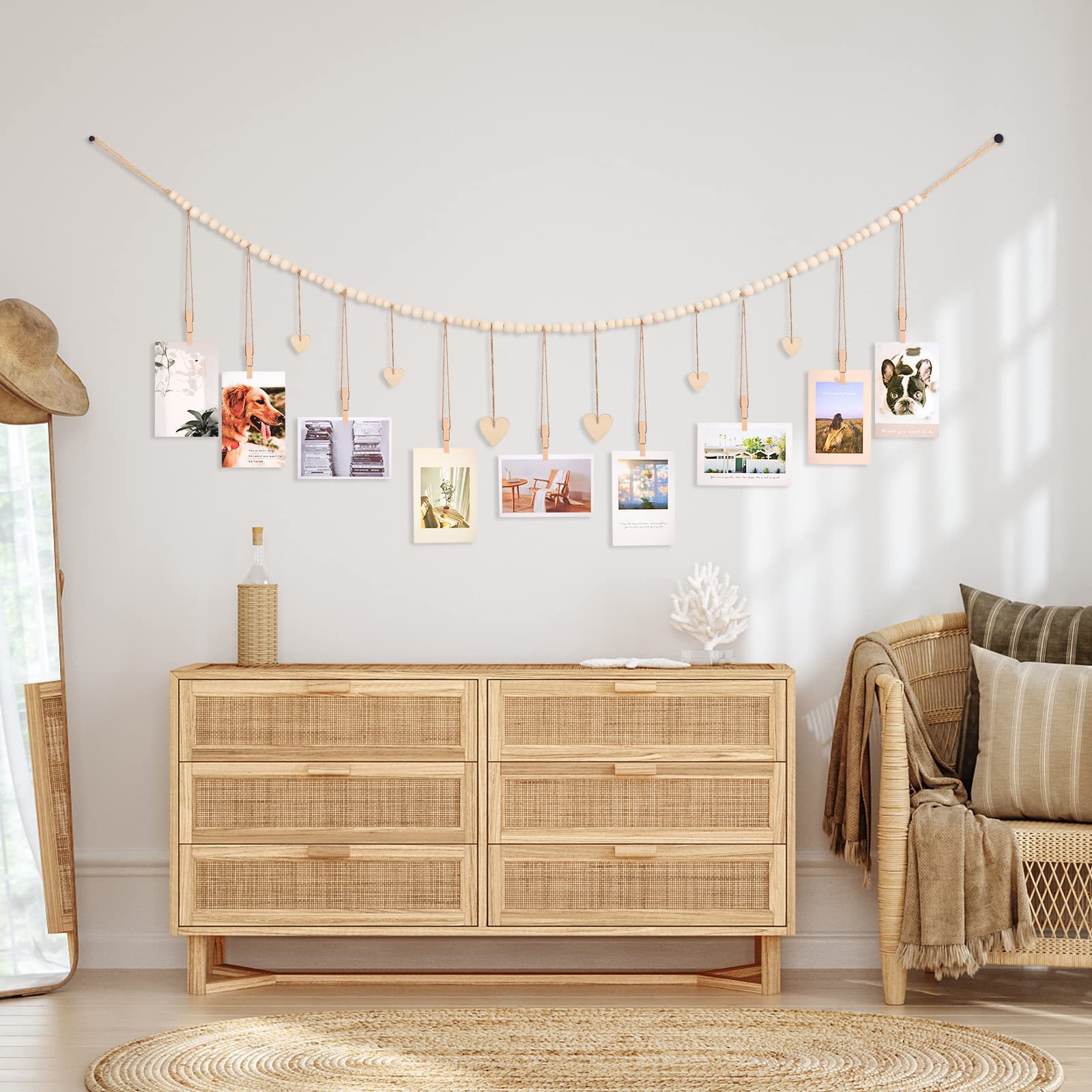 Hanging Photo Display Wall Dec - Engraved Wood Frame のレビューと価格