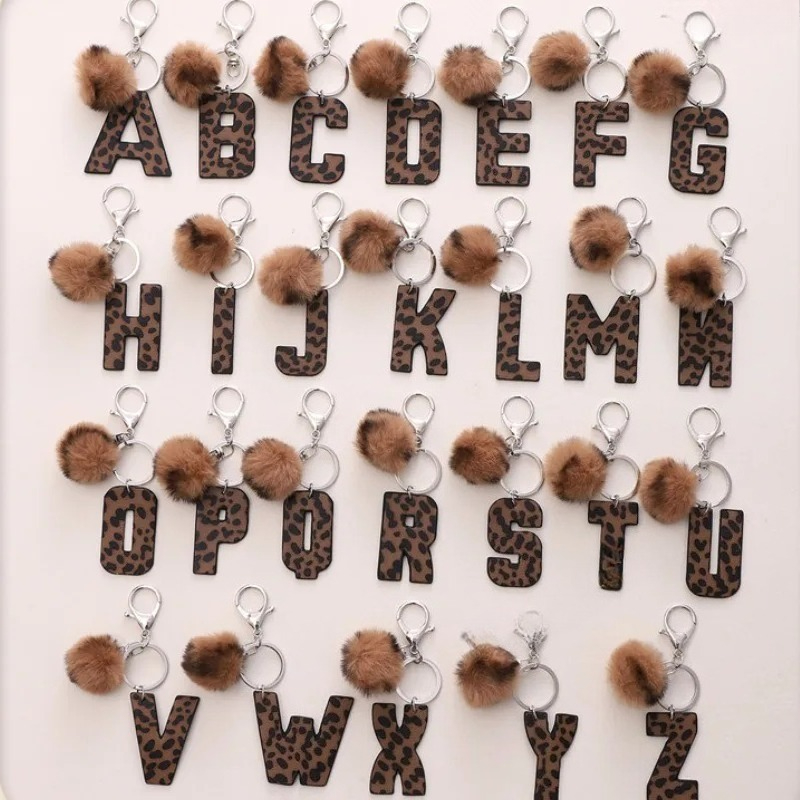 A-M Fashion Leopard Alphabet A - Monogram Keychain Leather のレビューと価格