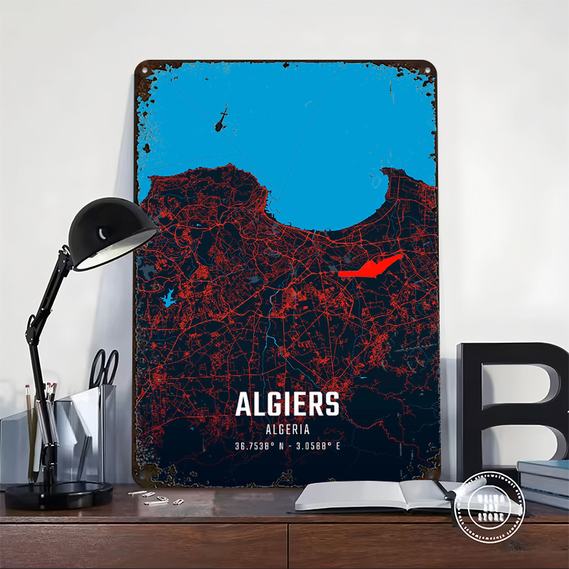 Algiers City Map Metal Poster  - Custom Map Poster のレビューと価格