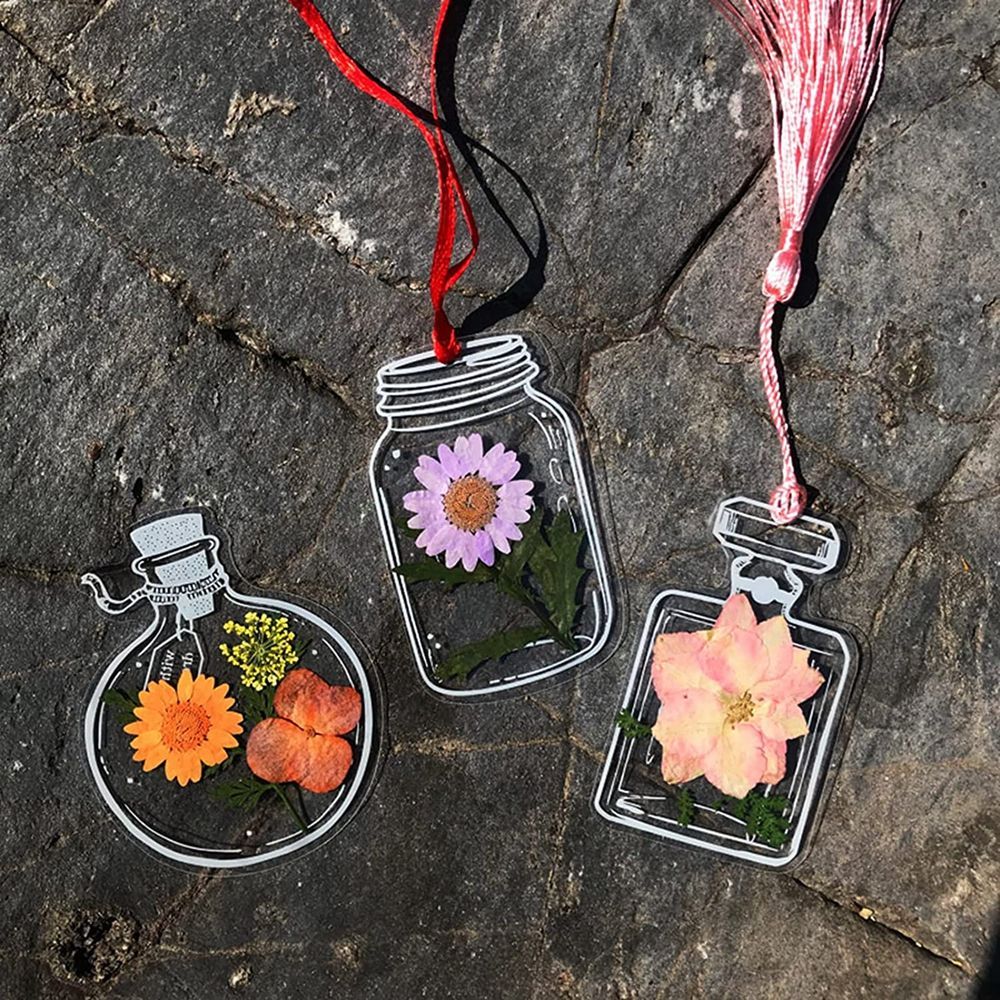 30Pcs Handmade DIY Transparent - Dried Flower Bookmark のレビューと価格