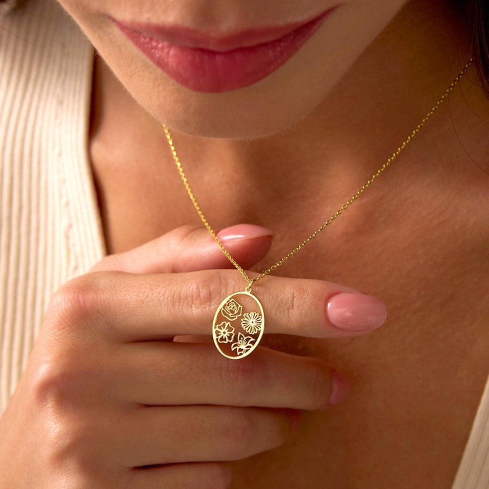 Custom Birth Flower Necklace P - Birth Flower Necklace のレビューと価格