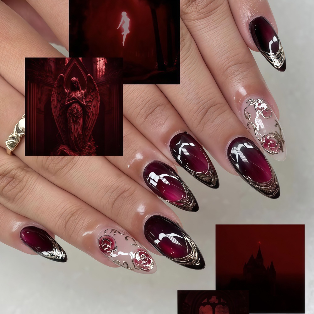 3D fake nails for women girls  - Pressed Flower Art のレビューと価格
