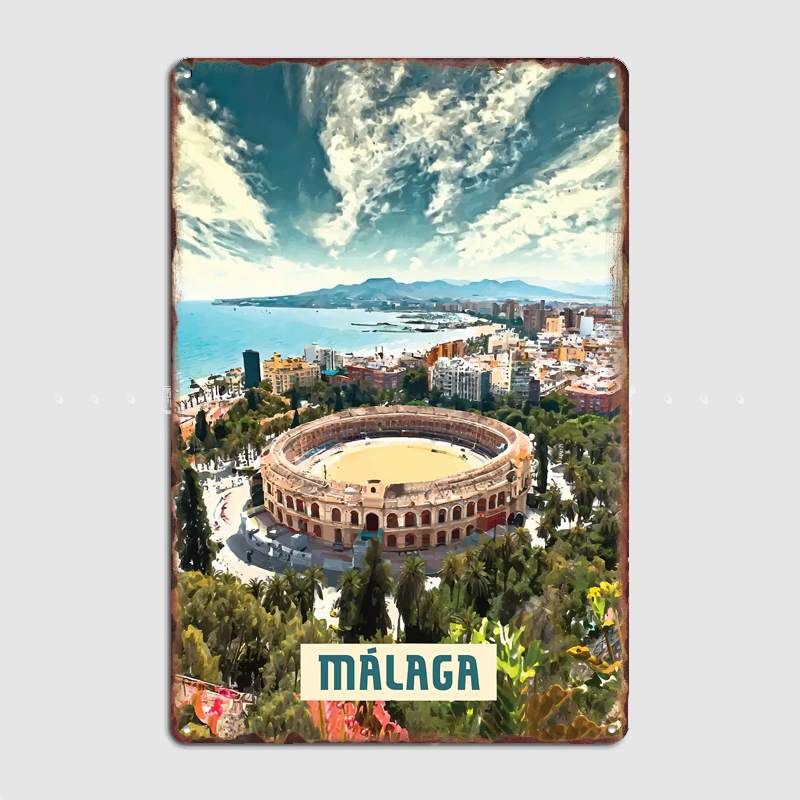 Málaga Vintage City Travel Pos - Custom Map Poster のレビューと価格