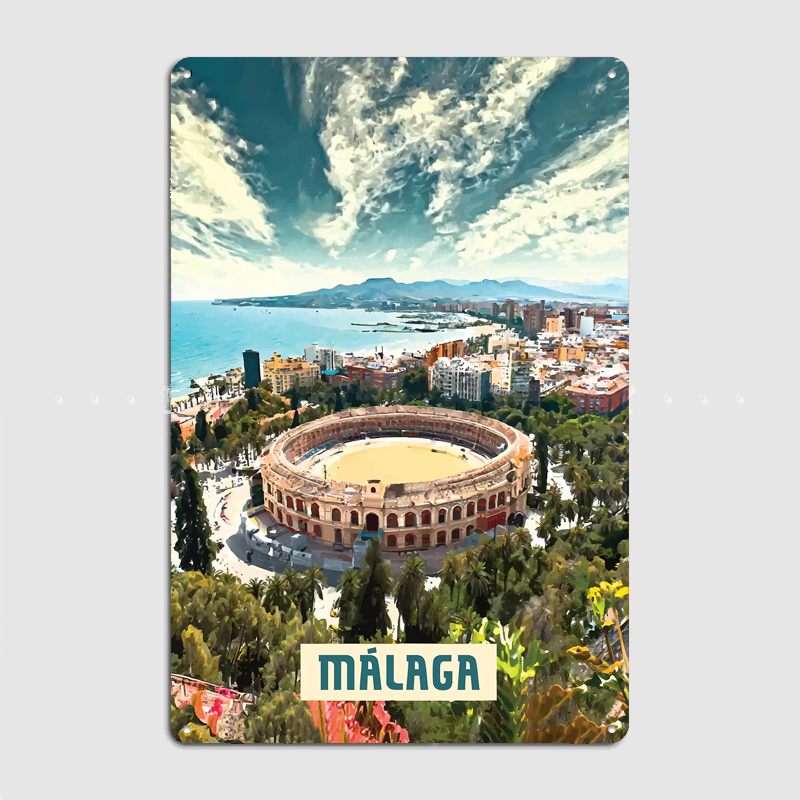 Málaga Vintage City Travel Pos - Custom Map Poster のレビューと価格