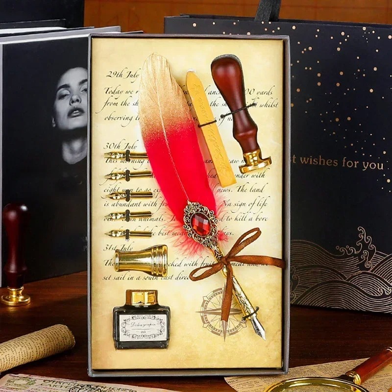 Creative Feather Dip Pen Ink S - Wax Seal Letter Kit のレビューと価格