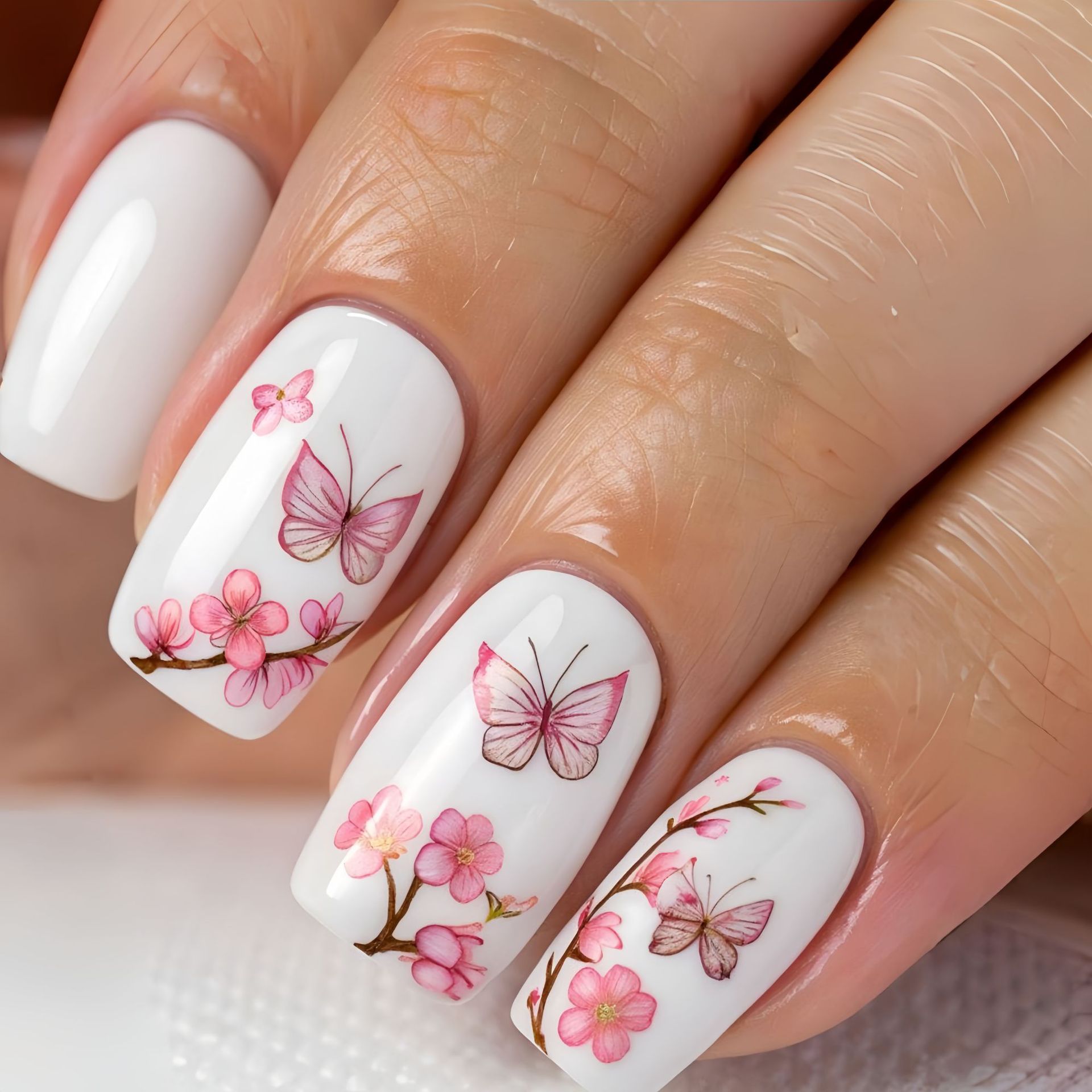 Medium fake nails for women gi - Pressed Flower Art のレビューと価格