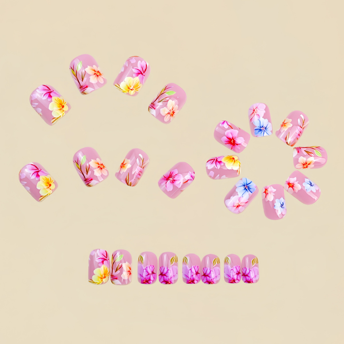 Medium fake nails for women gi - Pressed Flower Art のレビューと価格