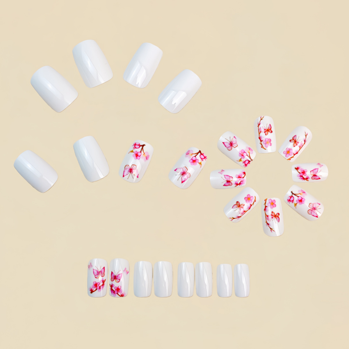 Medium fake nails for women gi - Pressed Flower Art のレビューと価格