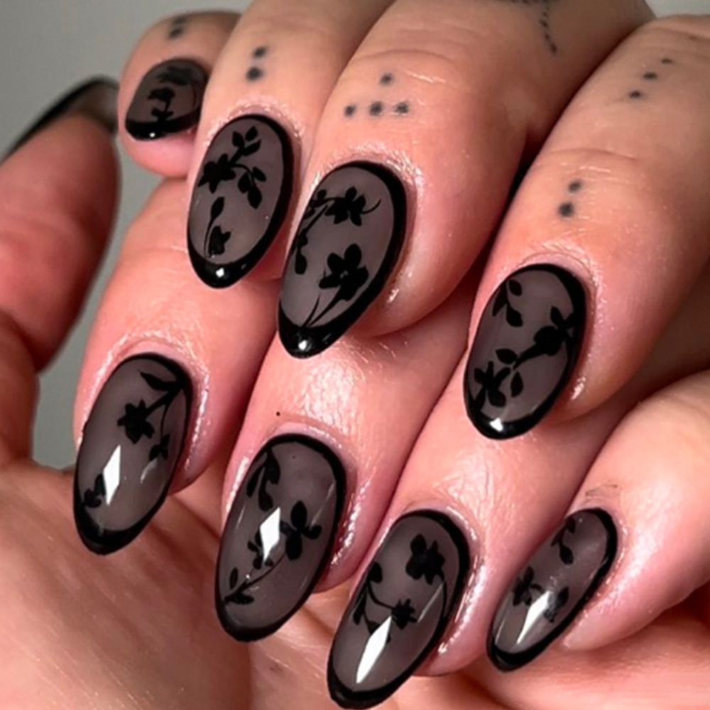 24pcs Leopard Print Brown Nail - Pressed Flower Art のレビューと価格