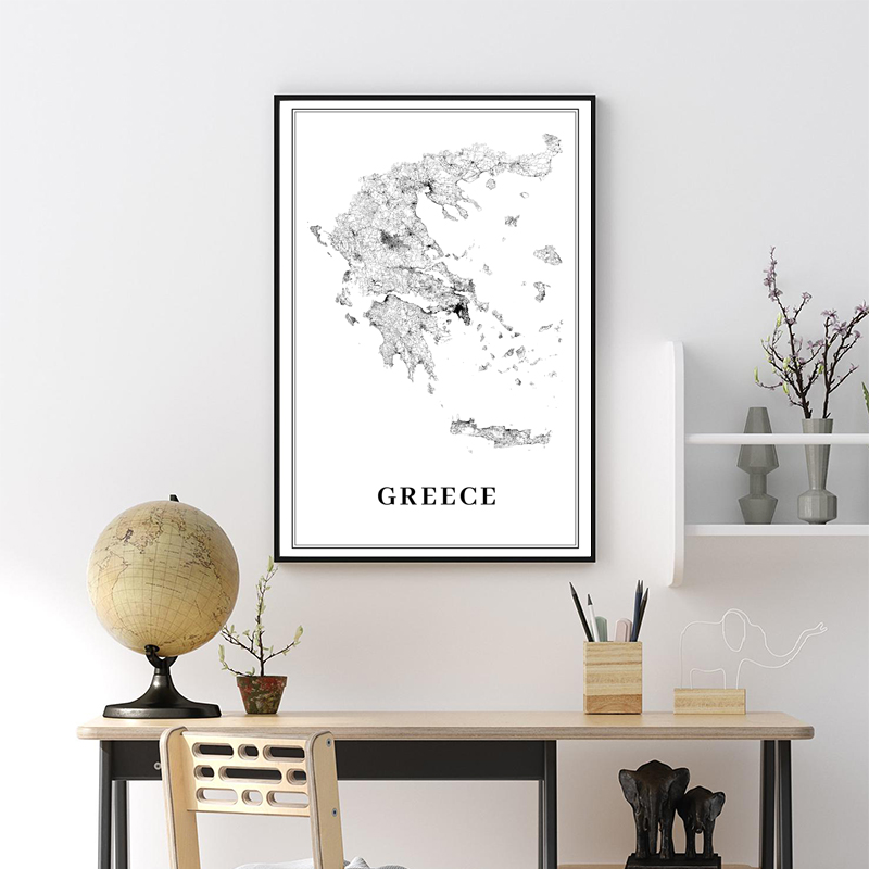 Greece Road Map Poster Black a - Custom Star Map のレビューと価格