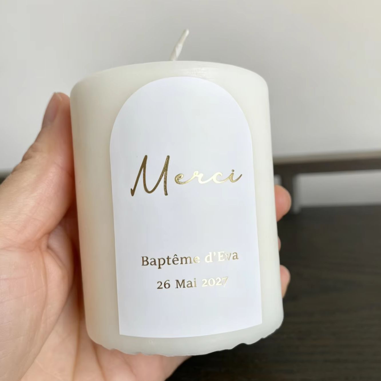 Custom Baptism Candle Merci Th - Personalised Candle Label のレビューと価格