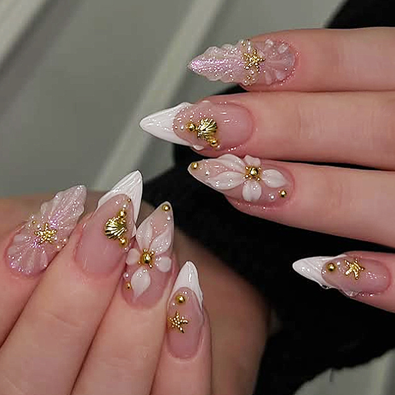 24pcs Finished Almond Press on - Pressed Flower Art のレビューと価格