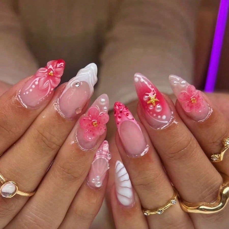 Women Pink 3D Flower Press On  - Pressed Flower Art のレビューと価格