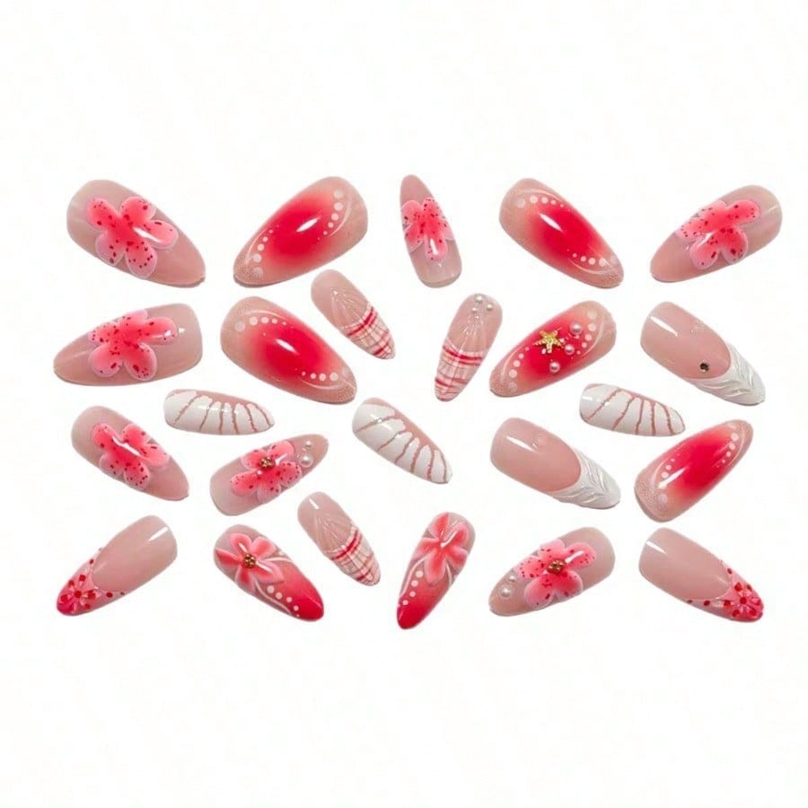 Women Pink 3D Flower Press On  - Pressed Flower Art のレビューと価格