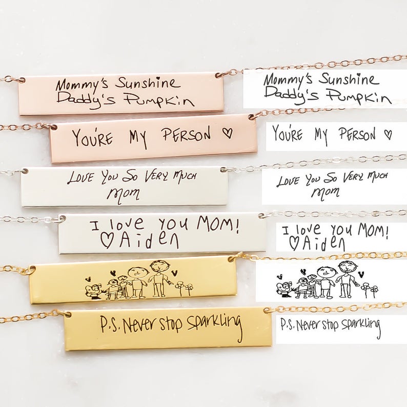 Personalized Custom Actual Han - Handwriting Necklace Bar のレビューと価格