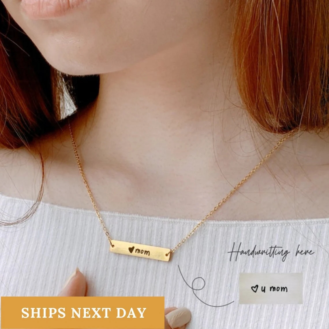 Actual Handwriting Bar Necklac - Handwriting Necklace Bar のレビューと価格