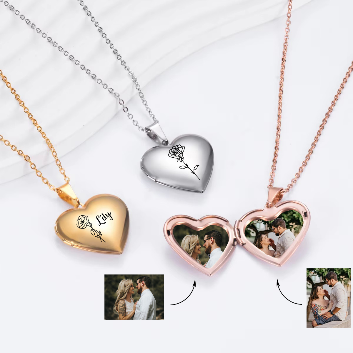 Custom Personalized Heart Birt - Birth Flower Necklace のレビューと価格