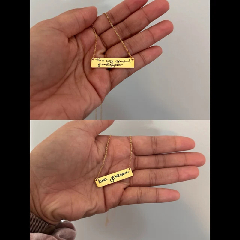 Custom Handwriting Name Bar Pe - Handwriting Necklace Bar のレビューと価格