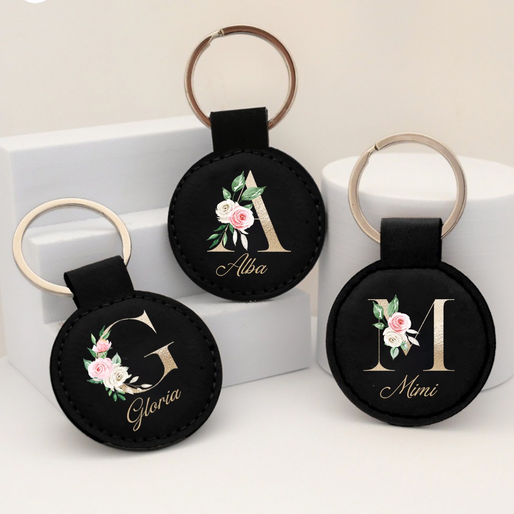 Personalized Initial with Name - Monogram Keychain Leather のレビューと価格