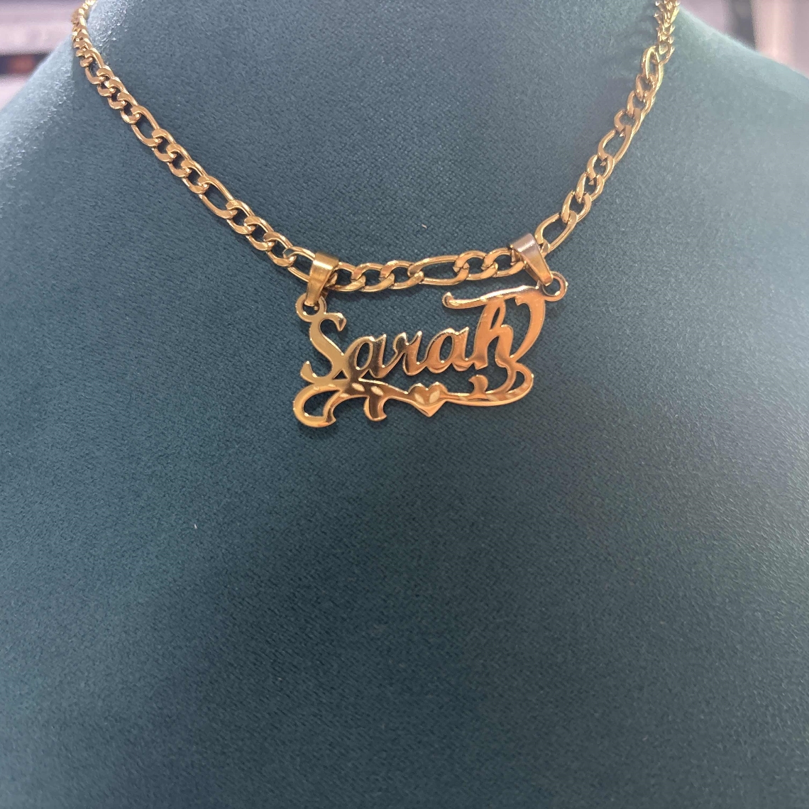 Custom Figaro Chain Heart Name - Name Necklace Custom のレビューと価格