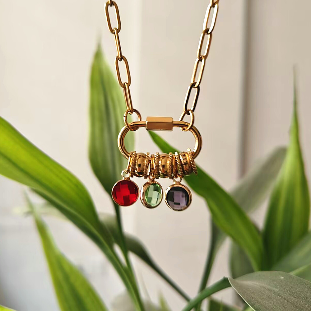 Custom Carabiner Name Charm Ne - Birth Flower Necklace のレビューと価格