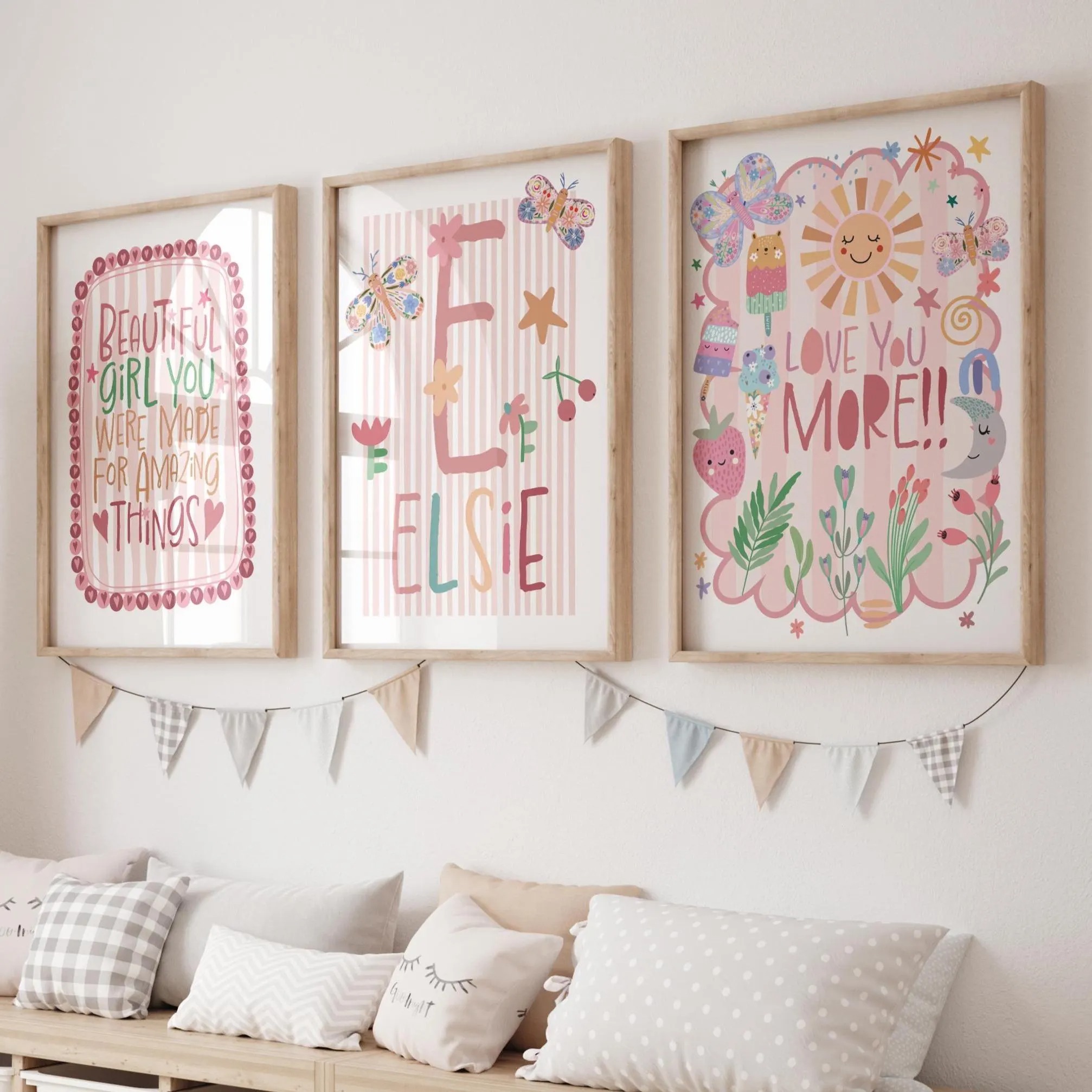 3pcs/set Bohemian Pink Flower  - Personalized Name Box のレビューと価格