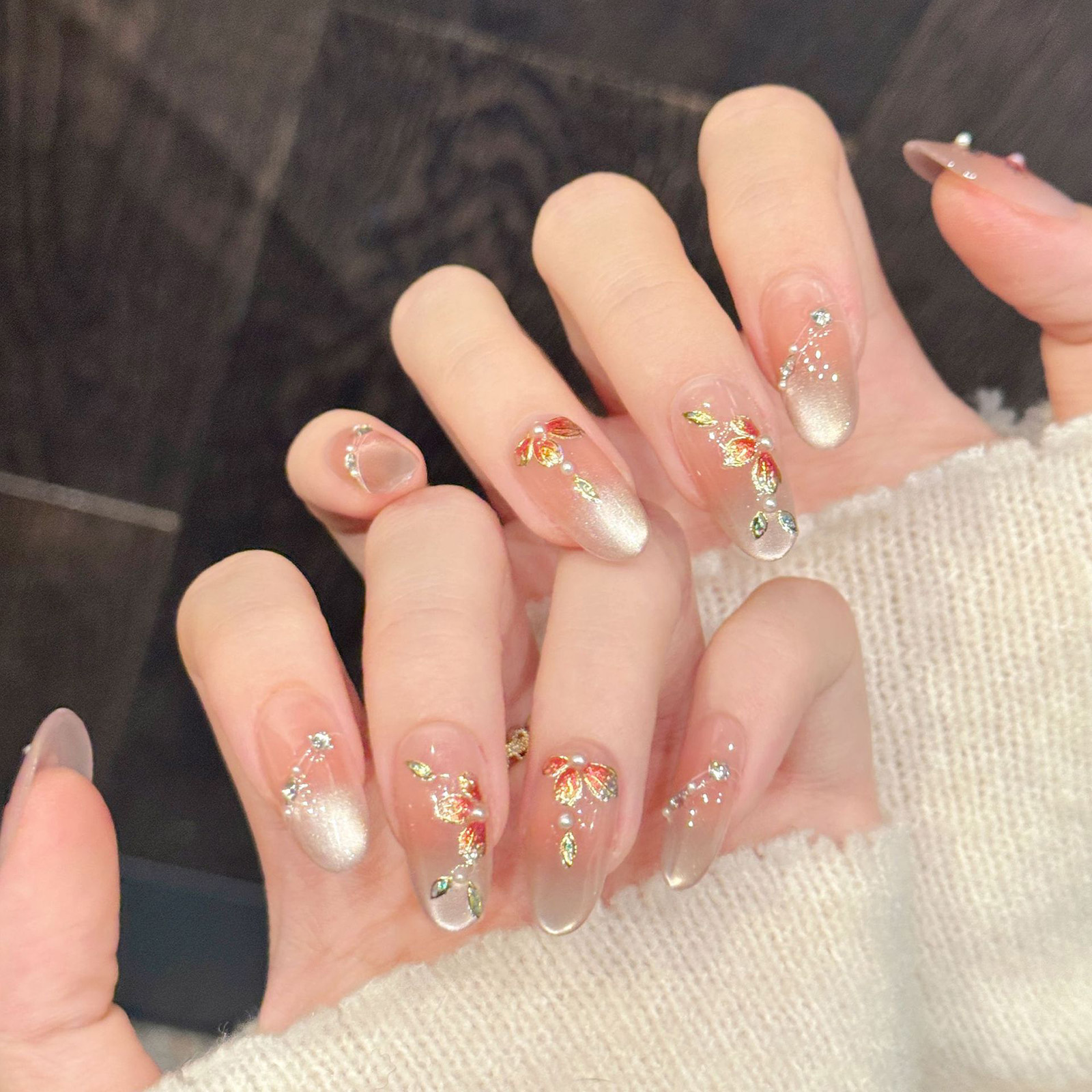10pcs Handmade Fake Nails Pres - Pressed Flower Art のレビューと価格