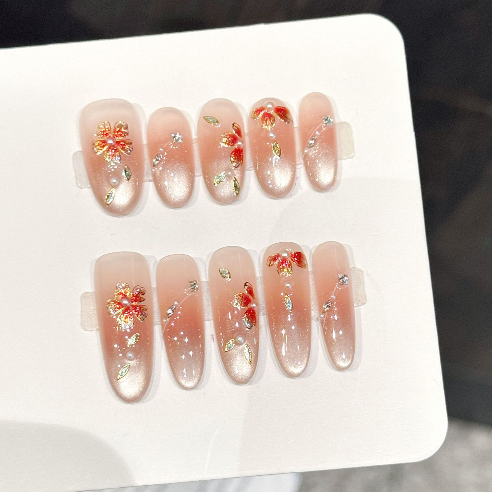 10pcs Handmade Fake Nails Pres - Pressed Flower Art のレビューと価格