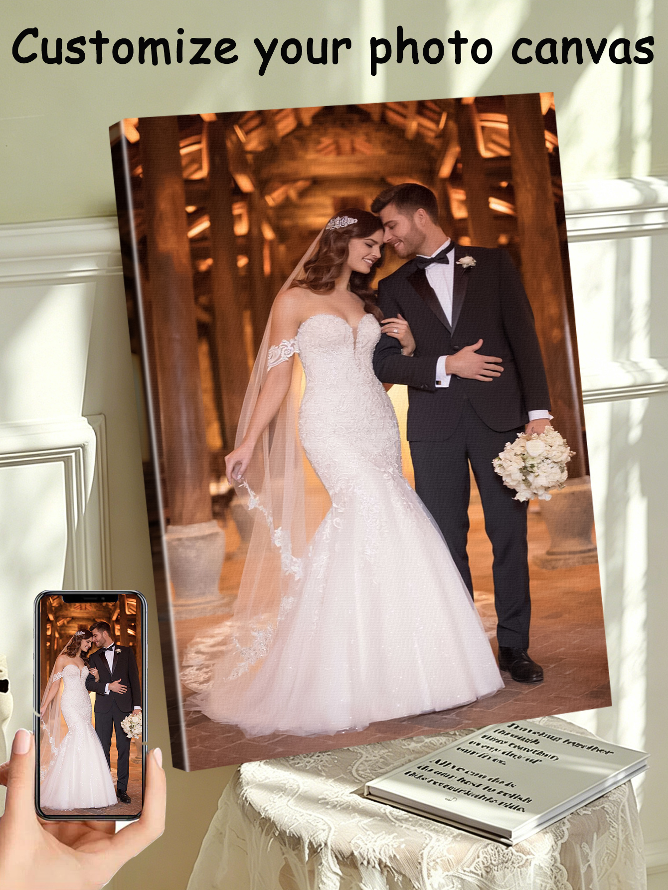 1 customized photo canvas, opt - Engraved Wood Frame のレビューと価格