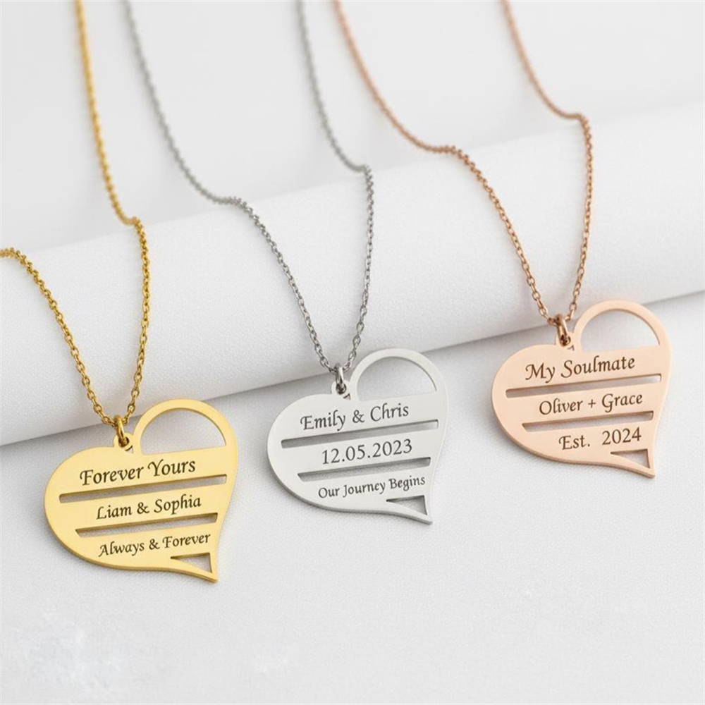 Custom Heart Necklace Stainles - Birth Flower Necklace のレビューと価格