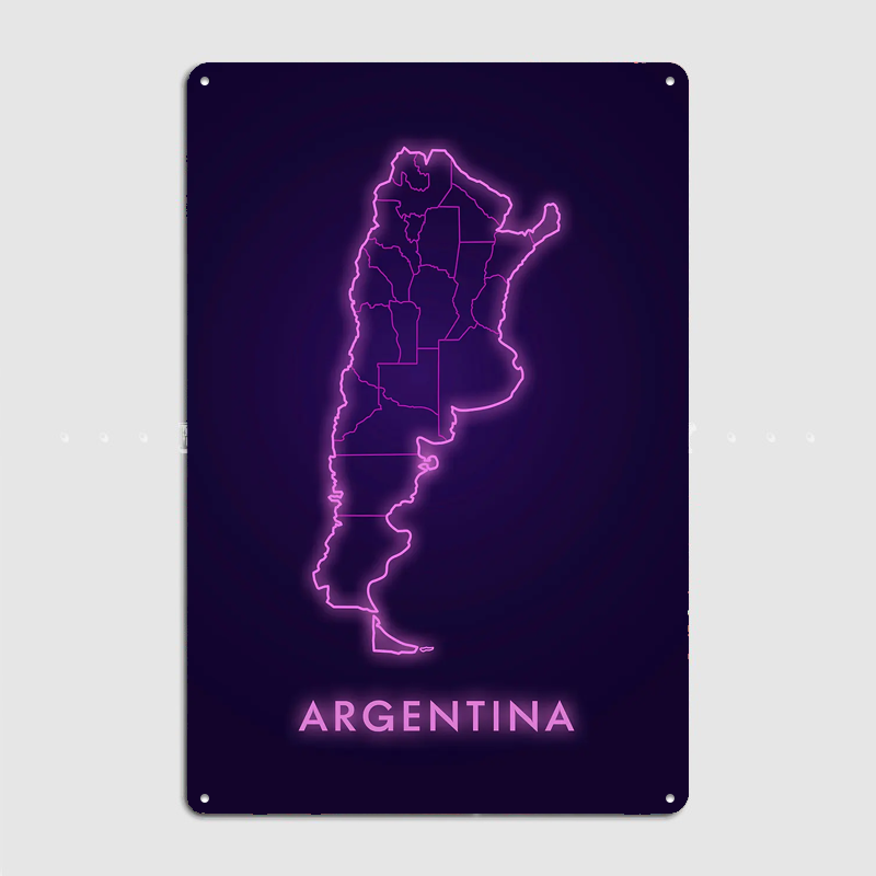 Argentina Neon Map Metal Sign  - Custom Map Poster のレビューと価格